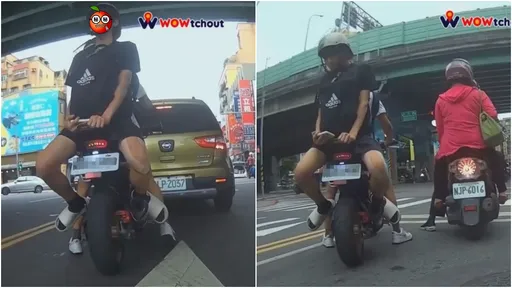 路見機車乘客面向後方坐　網驚呆：猴子警報器？有沒違規？