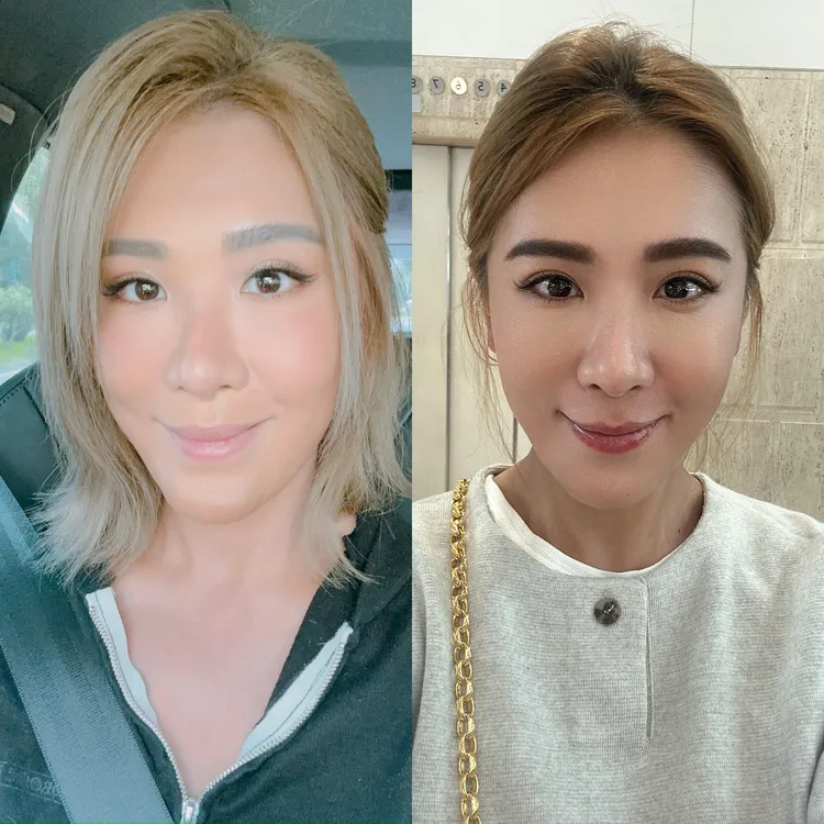 小禎貼出對比照，右邊的近照讓網友驚呼像隋棠。翻攝自小禎臉書