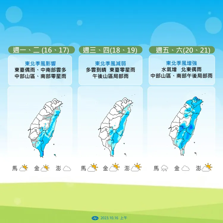近期降雨趨勢。氣象署提供
