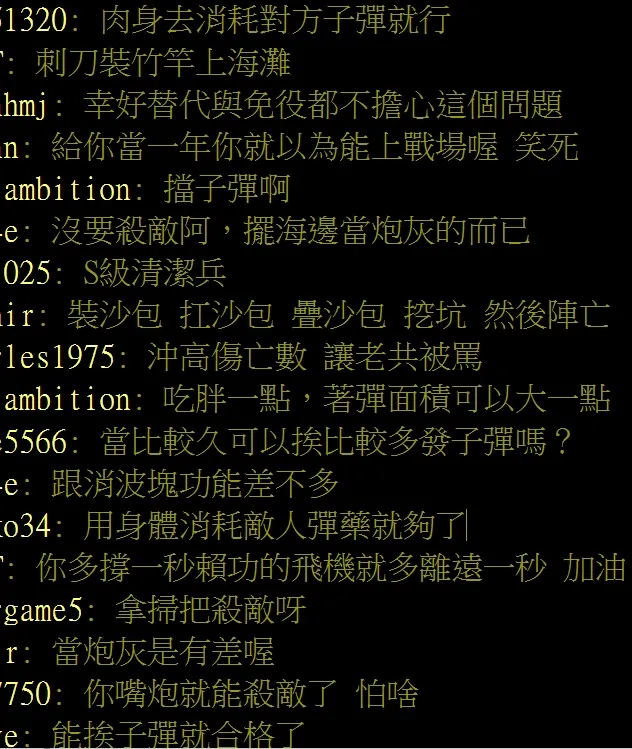 鄉民對於國軍戰力相當不看好。翻攝自論壇PTT