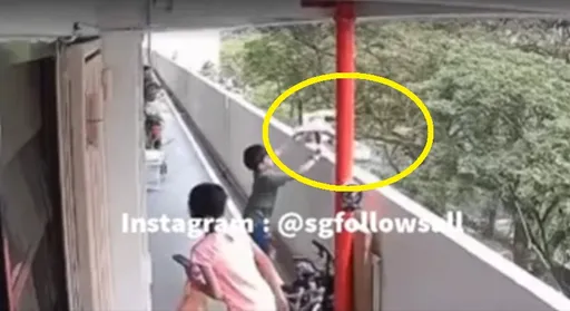 屁孩無極限被拍到了 將腳踏車扔下樓當好玩