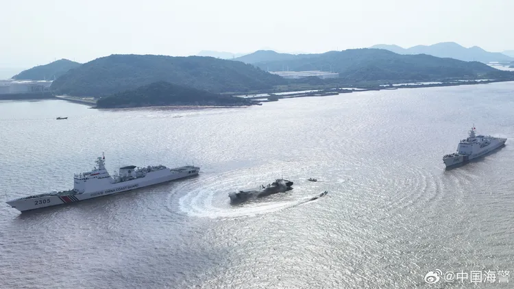 中國海警8月發布畫面，非關此次釣魚台事件。翻攝中國海警微博