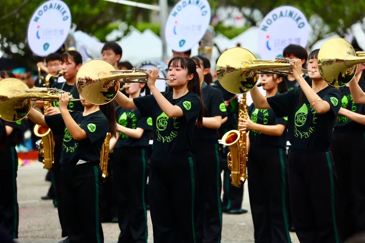 有翡翠騎士之稱的日本農大二高吹奏樂部演出。彭欣偉攝