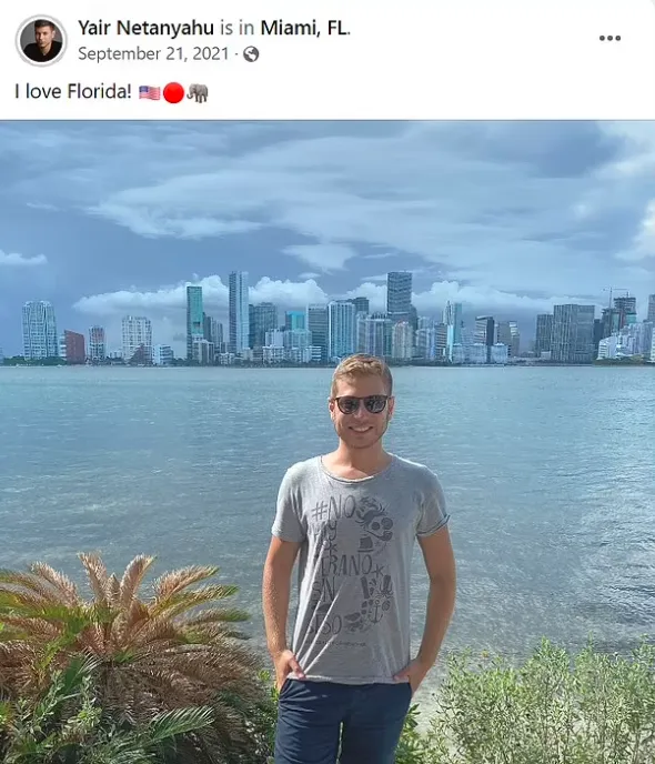 亞伊爾曾發文稱「我愛佛州」。翻攝臉書