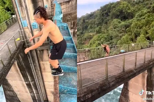 跑酷冠軍玩命挑戰「騰空翻躍」青潭堰　不酷了！擅闖管制區要挨罰