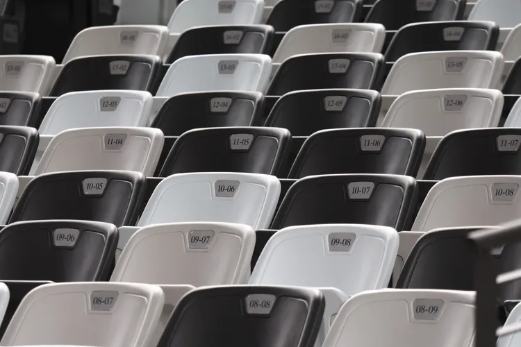 台北市長蔣萬安今天「開箱」大巨蛋，圖為大巨蛋內的觀眾席座椅。彭欣偉攝