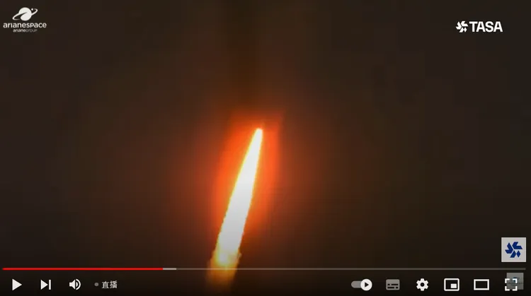 台灣首枚自製氣象衛星「獵風者」升空，火箭順利發射。翻攝國家太空中心YT