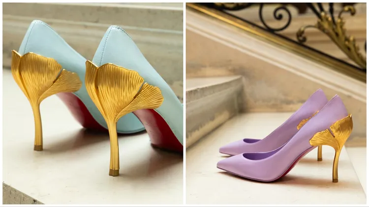 本季推出以金色銀杏葉為鞋跟的款式。品牌提供