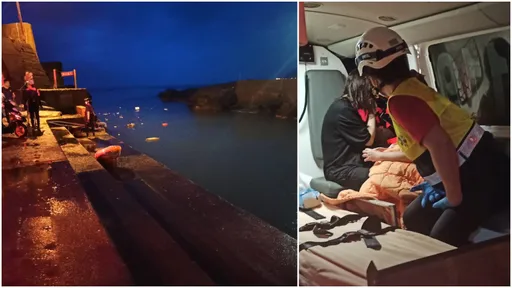 一家三口「聽導航」車衝入海!機智爸爸關鍵動作救全家