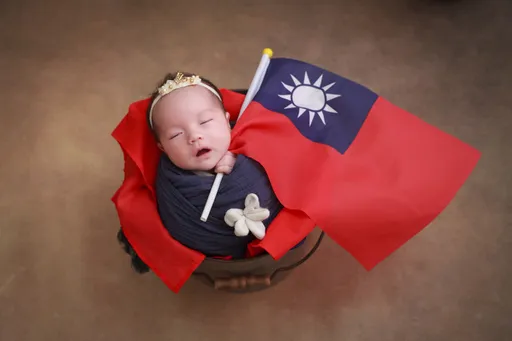 卡哇伊!國慶寶寶小手握國旗 肉球萌翻天!