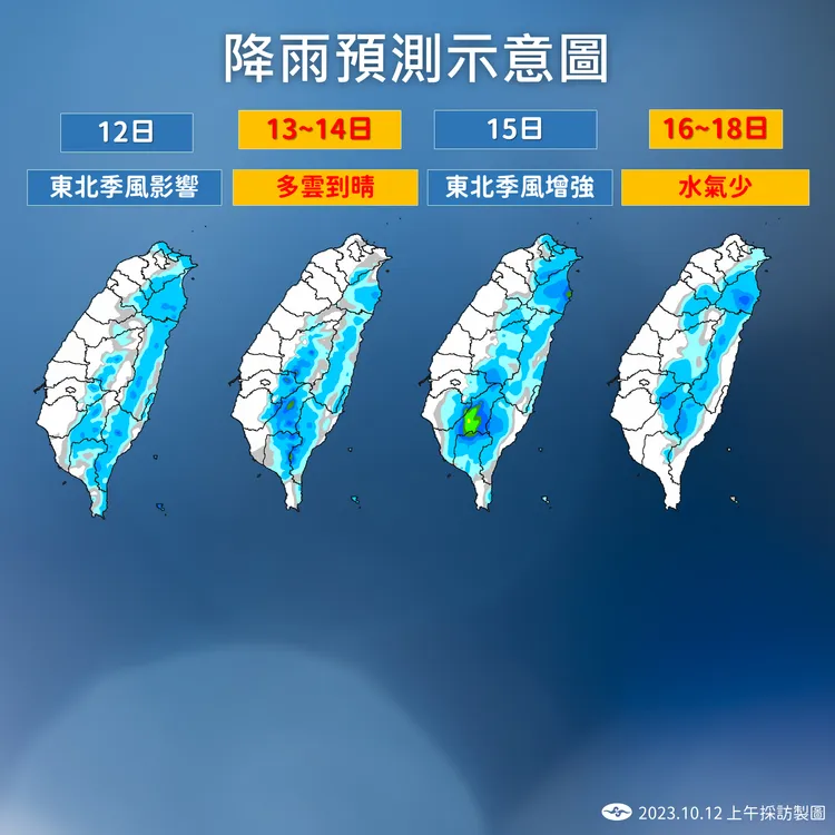近期降雨預測。氣象署提供