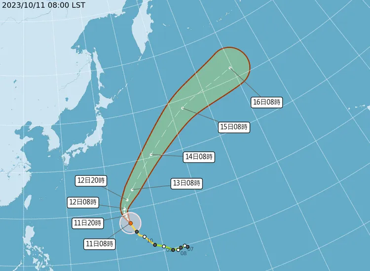 強颱布拉萬路徑預測圖。翻攝自氣象署