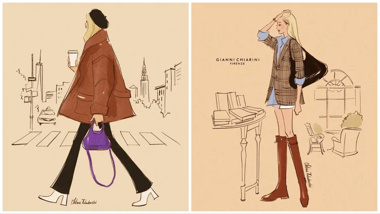 時尚插畫家Chloe Takahashi描繪Dua手提肩背包。翻攝Chloe Takahashi IG