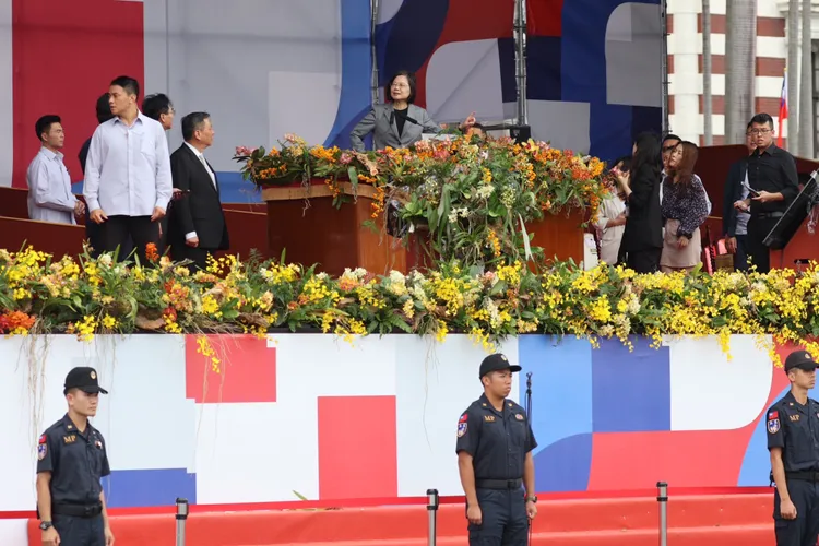 蔡英文參加國慶預演。彭欣偉攝