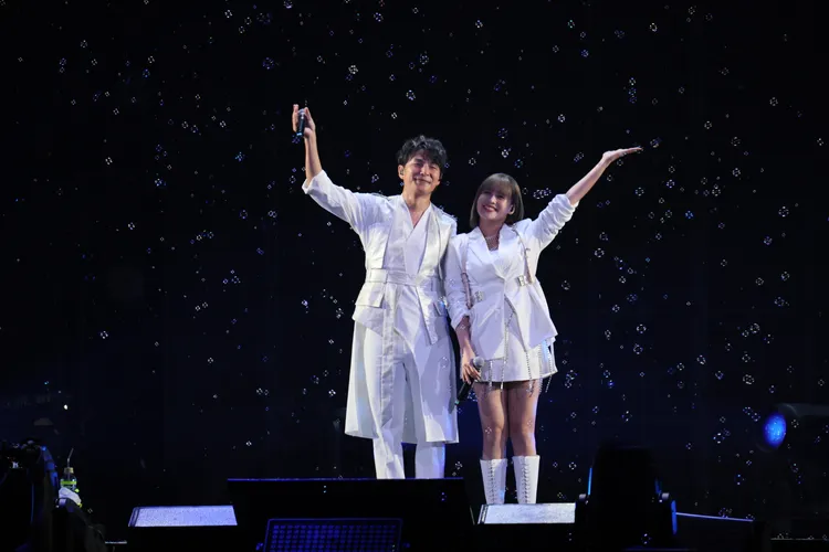 孫協志與夏宇童今晚在台北小巨蛋甜蜜同框。娛樂中心攝