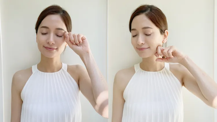 模特兒示範獨家按摩技法。品牌提供