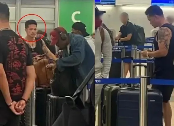 艾瑞克是幫弟弟布魯諾伴奏的鼓手，7日現身以色列機場準備出境，看情來神情緊繃。翻攝naver