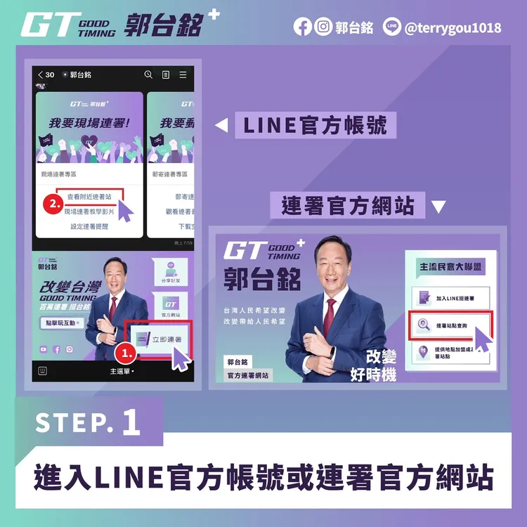 郭台銘推出連署站小地圖。翻攝自郭台銘臉書