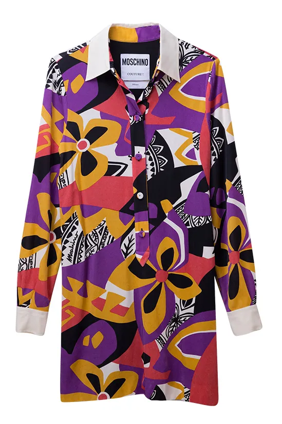 禮客週年慶推出秋冬風格百變玩色花漾單品，嚴選MOSCHINO幾何撞色洋裝，原價52,300元，特價26,150元