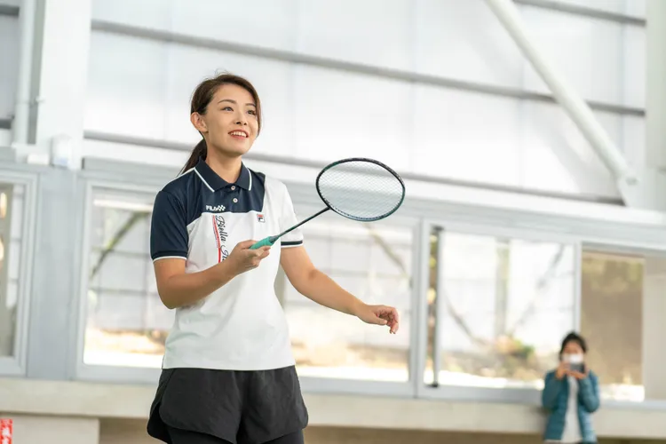 高虹安秀羽毛球技。新竹市府提供