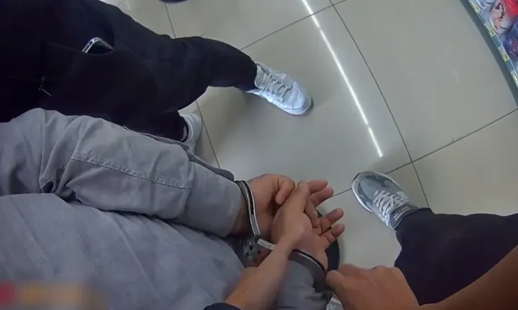 警方上銬逮捕車手。翻攝畫面