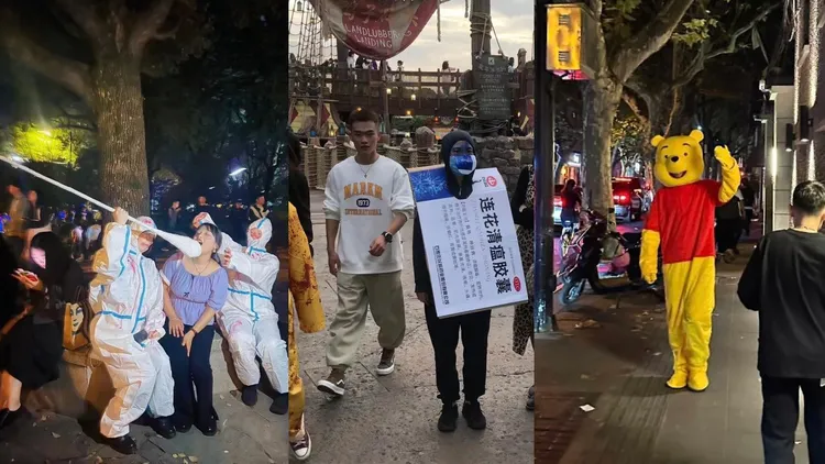 民眾的變裝充滿嘲諷意味。翻攝推特