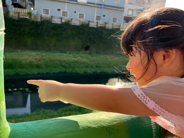 小朋友驚喜地說「爸爸，白鷺鷥在那裡！」。水利局提供