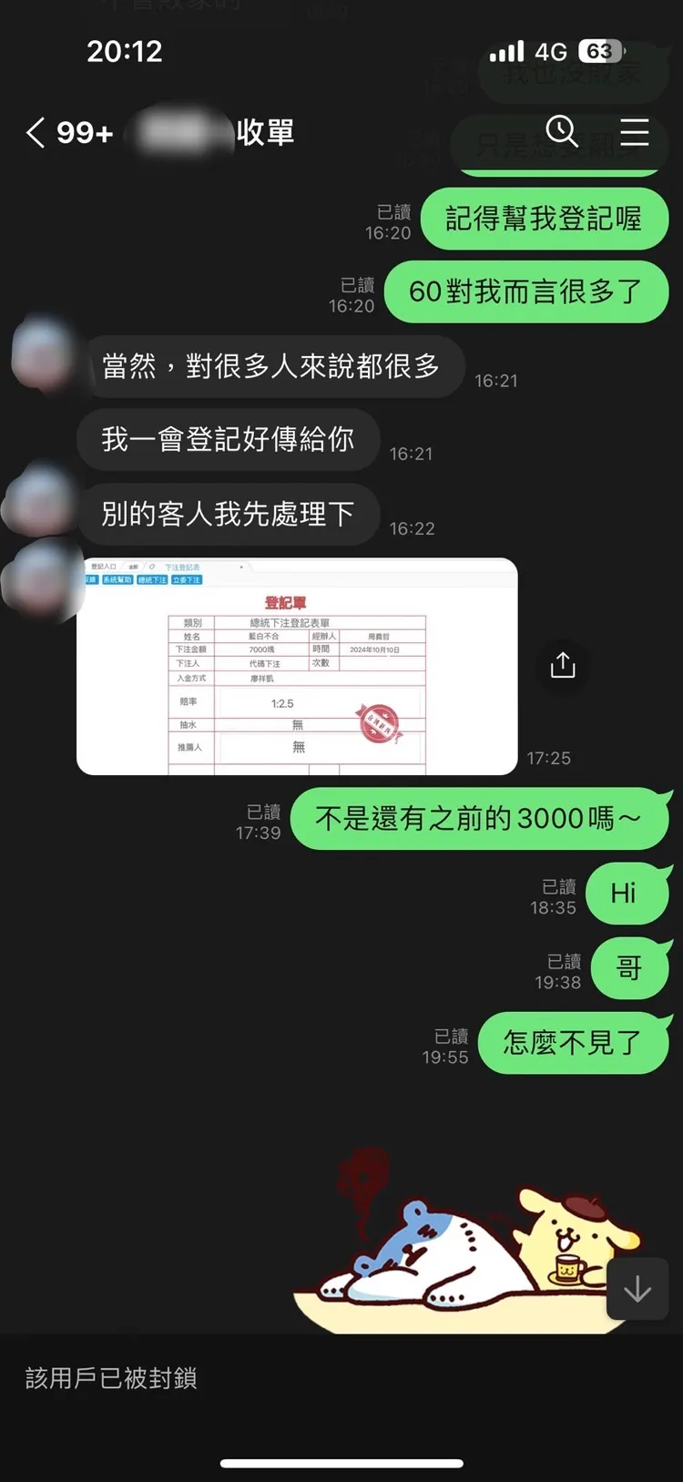 群組內的對話。檢方提供