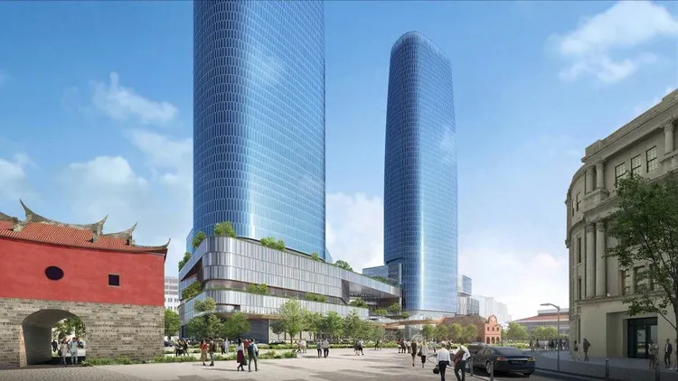 雙子星大樓模擬圖。捷運局提供