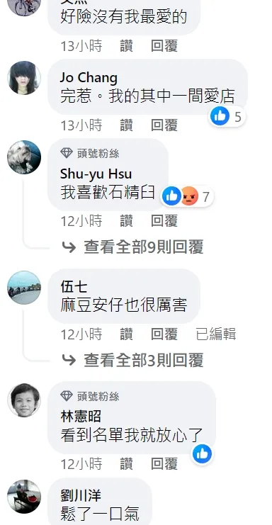 有網友慶幸自己的愛店沒有被披露。翻攝自臉書粉專「台南式 Tainan Style」