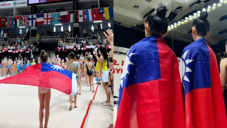 瑞莎率小將掃19金，披台灣國旗上台領獎28次。翻攝自瑞莎臉書
