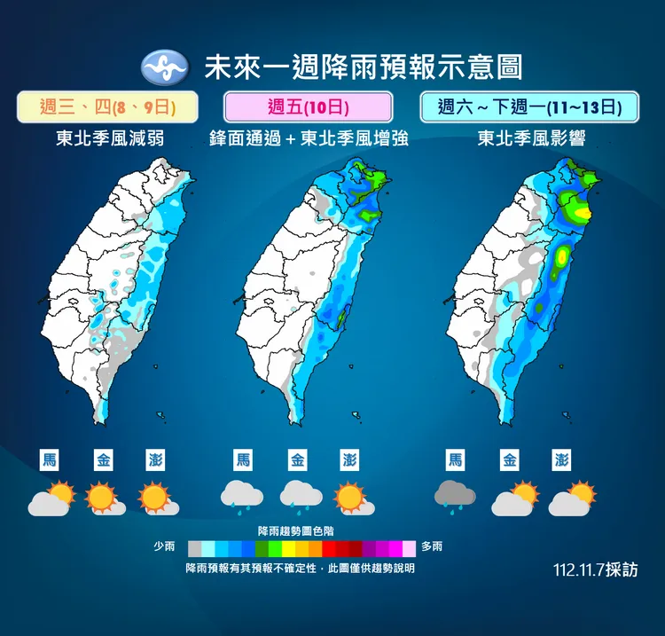 近期降雨趨勢。氣象署提供
