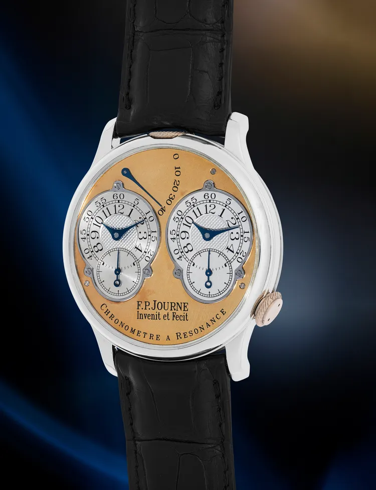 F.P. Journe Resonance, Pre-Souscription腕錶，估價美金50萬元至100萬元（約台幣1617萬至3234萬元）。富藝斯提供