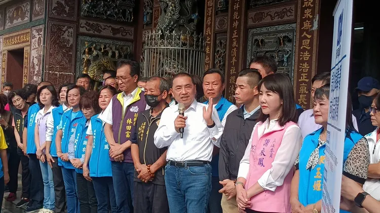 侯友宜批賴清德支持台獨，就是一個引戰的火藥線，「告訴我們義務役不會上戰場，這怎麼可能？」國民黨提供