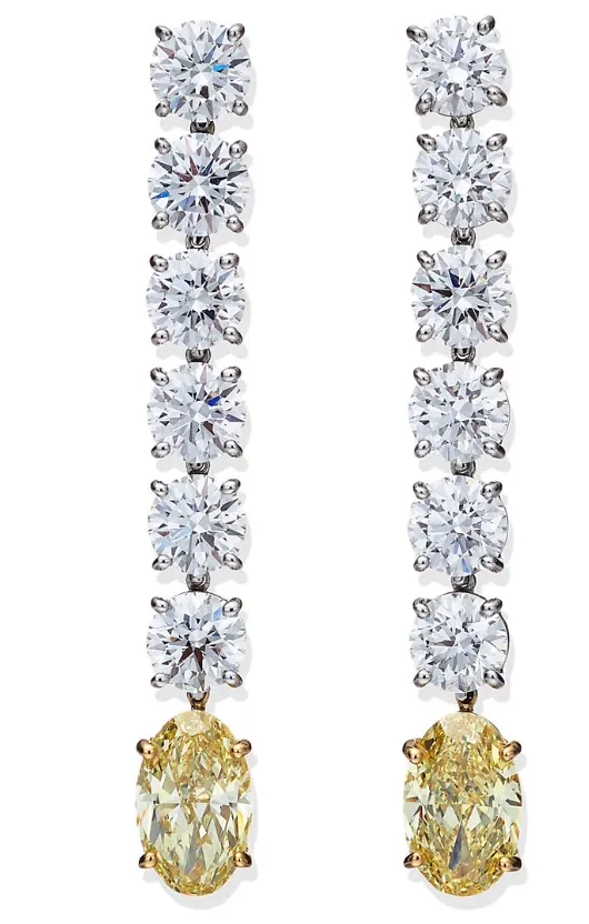 Tiffany黃鑽與白鑽耳環。品牌提供