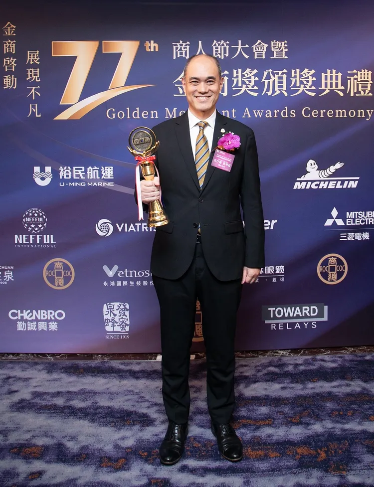 金商獎為台灣極具領導地位的企業選拔獎項之一，志在表彰對台工商繁榮貢獻至鉅之經營者、外商和駐台商務單位。圖為台灣米其林輪胎董事長毛行健。業者提供