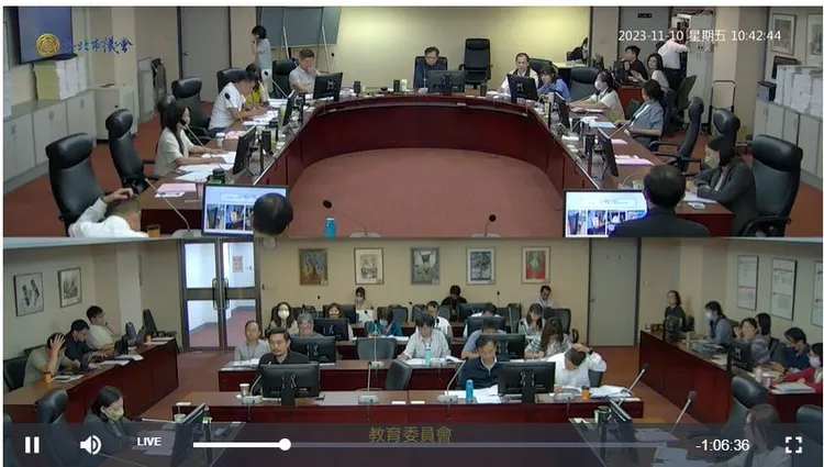 北市議會教委會今討論運動中心議題。翻攝議會直播畫面