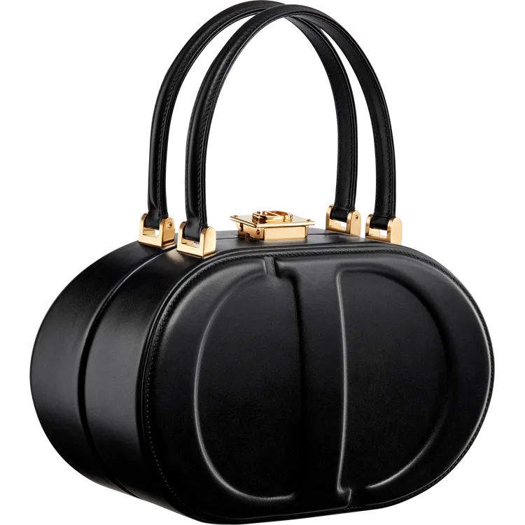 DIOR CD Signature黑色霧面小牛皮橢圓形提包，18萬元。品牌提供