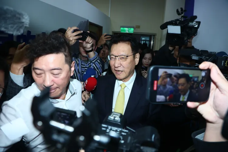 趙少康今早10時30分現身國民黨中常會。彭欣偉攝