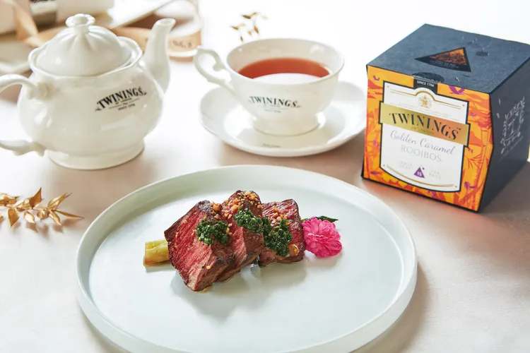 夏夷蔥金煎焗雪花牛。唐寧茶TWININGS提供