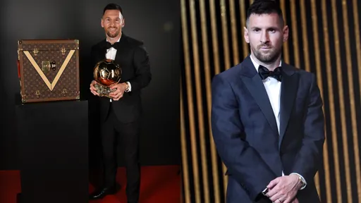 梅西第8度奪金球獎 全套LV風光相伴還多把一咖LV帶回家