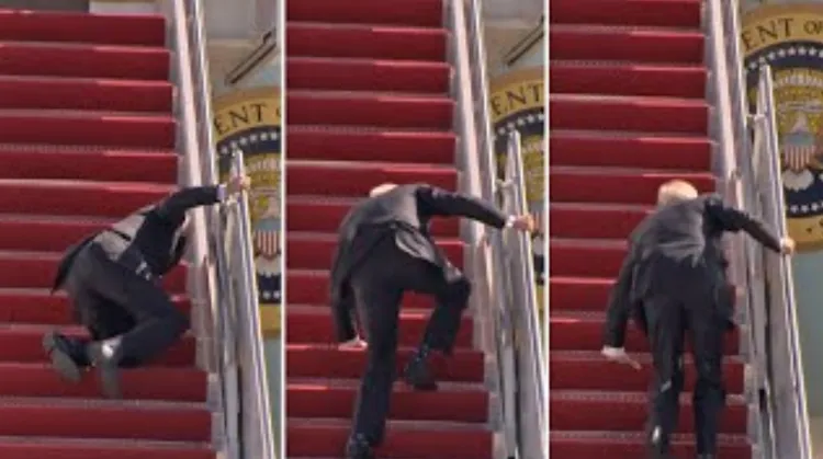 拜登多次在公開場所跌倒。資料照片