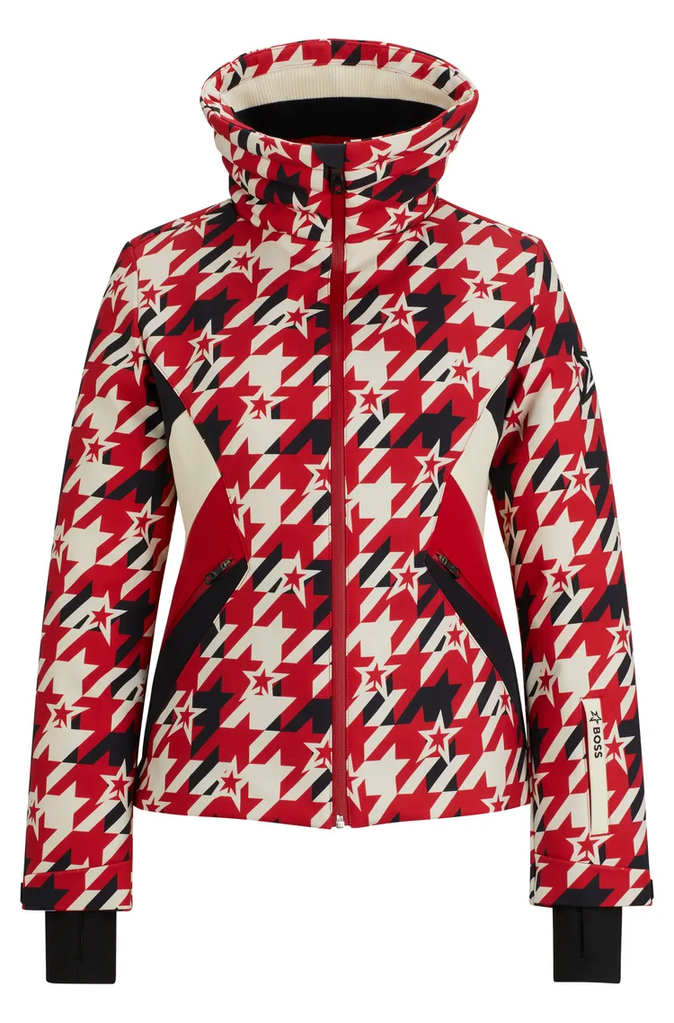 印花羽絨滑雪外套，3萬4900元。品牌提供