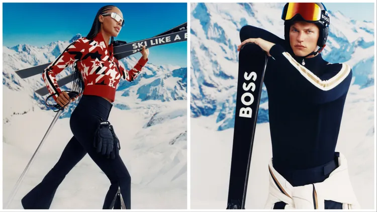 BOSS x Perfect Moment系列包含經典喇叭形滑雪褲和保暖防風連身滑雪服等單品。品牌提供