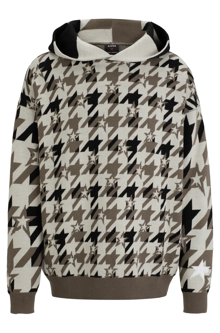 千鳥格紋連帽針織衫，1萬5400元。品牌提供