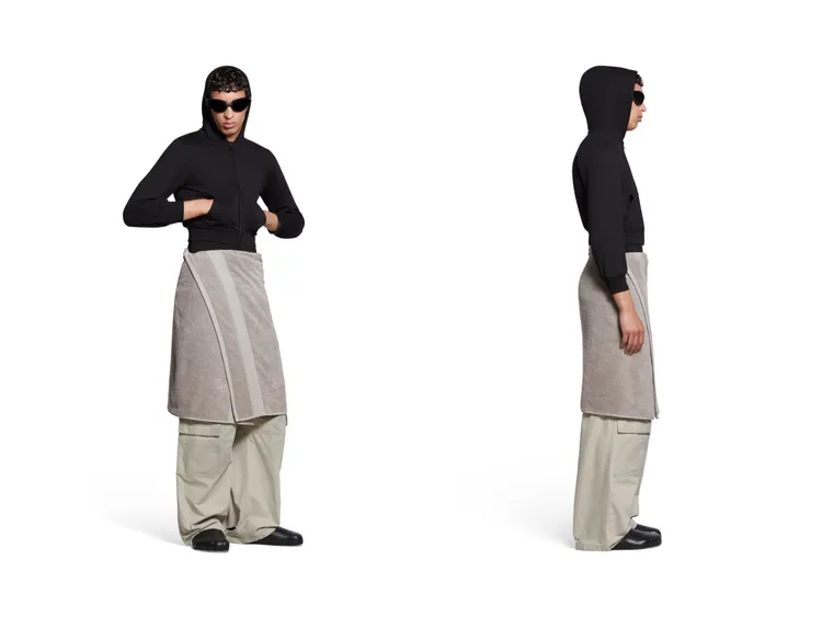 BALENCIAGA推出要價近台幣3萬元的毛巾裙。翻攝品牌官網