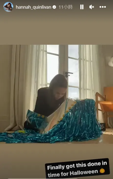 昆凌昨在IG限動貼出自己為孩子手做飛碟裝。翻攝昆凌IG