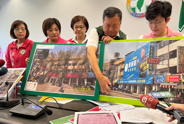 民進黨市議員質疑台中市府移植漢口路四段路段，是為特定參選人量身打造。民進黨團提供