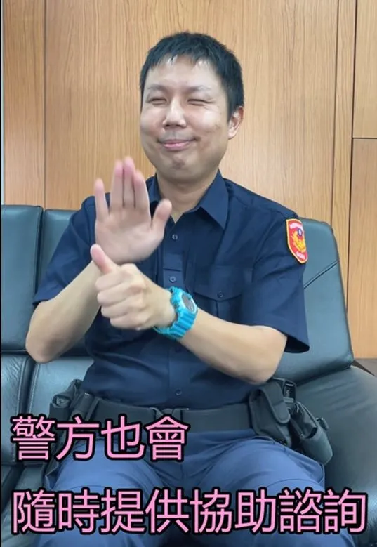 郭子鳴拍攝手語反詐影片。中壢警分局提供