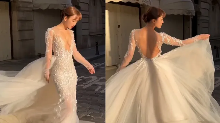 陳靜換了數套白紗造型。翻攝dadachan IG